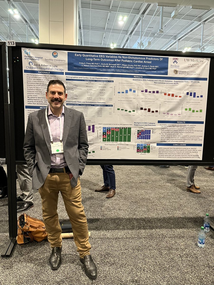 Dr_Press's tweet photo. Excited to share the data on our post cardiac arrest and #qEEG data that demonstrates the utility of EEG to predict more specific long term outcomes. #PedQuEST @GiuliaBene16 @nelsonSpinto @CHOP_Research @LurieChildrens @PedsneuroCU @seattlechildren #AES2022 https://t.co/NeoTtAIpsU