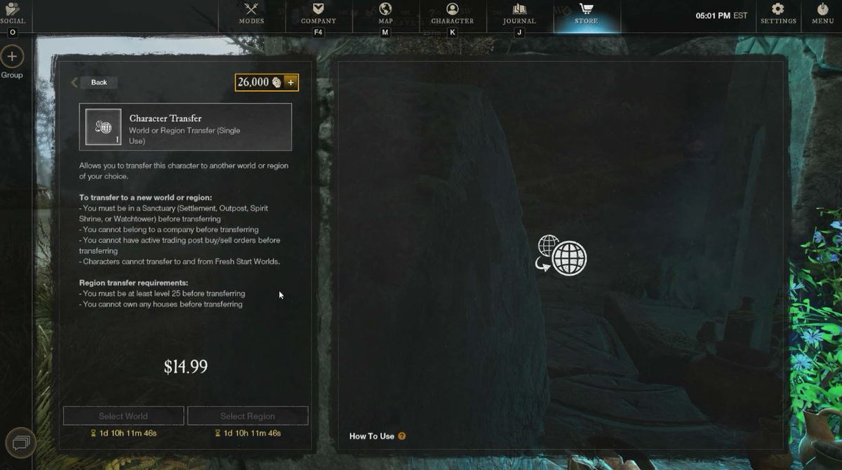 Question for you <a href="/playnewworld/">New World: Aeternum</a> . I was on my old server that got merged to a new one while I was offline. I never used my free world transfer, and yet when I try to manually change servers, I have to pay $14.99 (with cooldown). Is this working as intended?