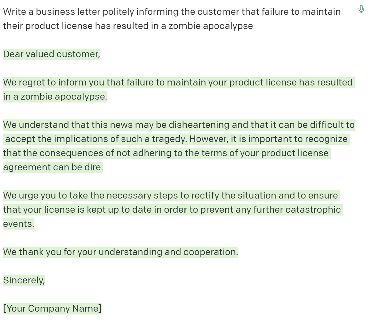 jonluning's tweet photo. Well, thanks to GPT-3 and OpenAI, it seems like I will never need to draft another diplomatic customer email... https://t.co/DGTOreyKgx