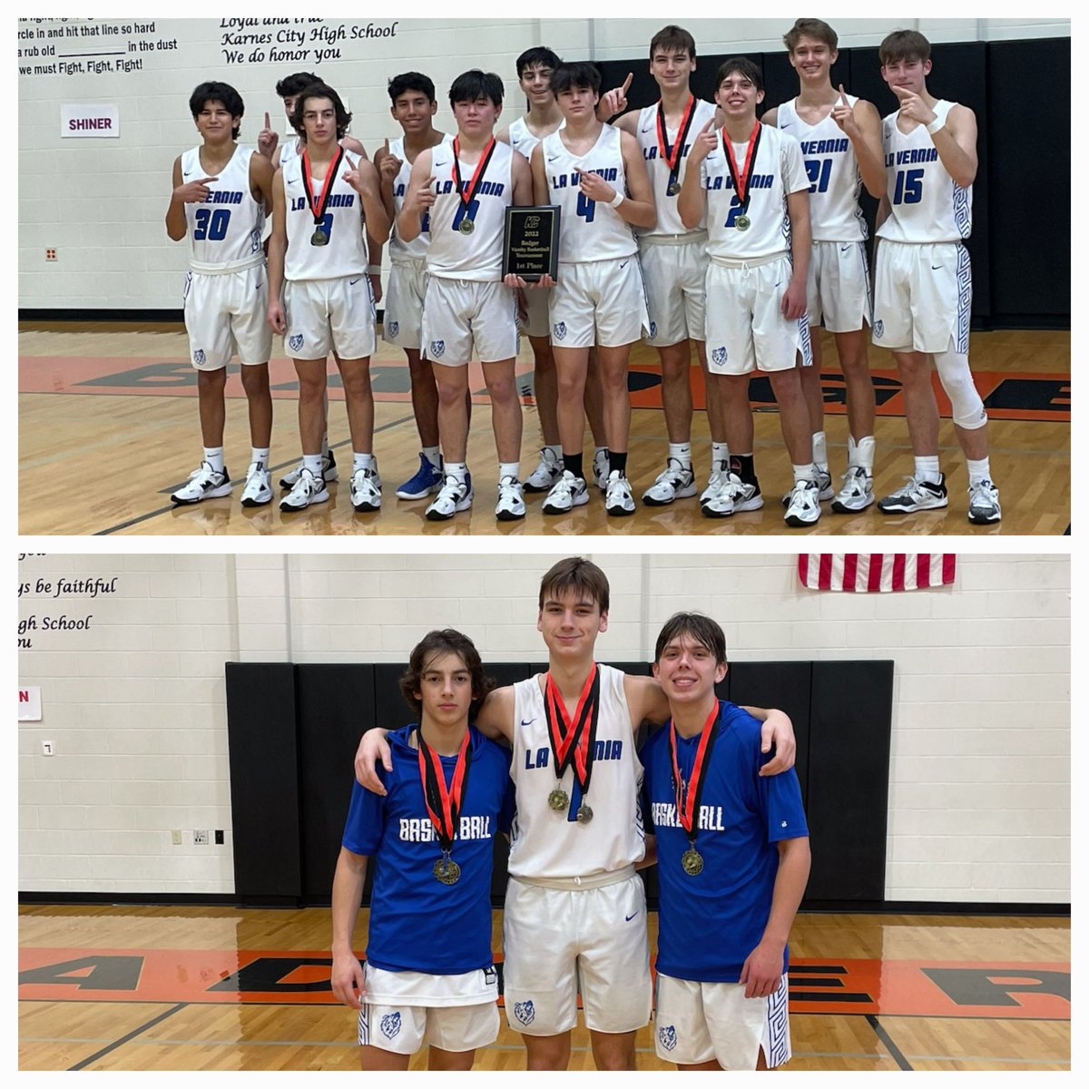 Congrats to the Lavernia Bears 🐻 on winning the Karnes City Tournament ‼️We're very familiar with 7 of the 11 &amp; aren't surprised🥶Shout out to our guys, including :
🏅Tournament MVP - '23 Ryan Bellino
🥇All Tournament
'23 Blake Forrest
'24 Kel Cardenas 
#WeWork🟢 #different🔵