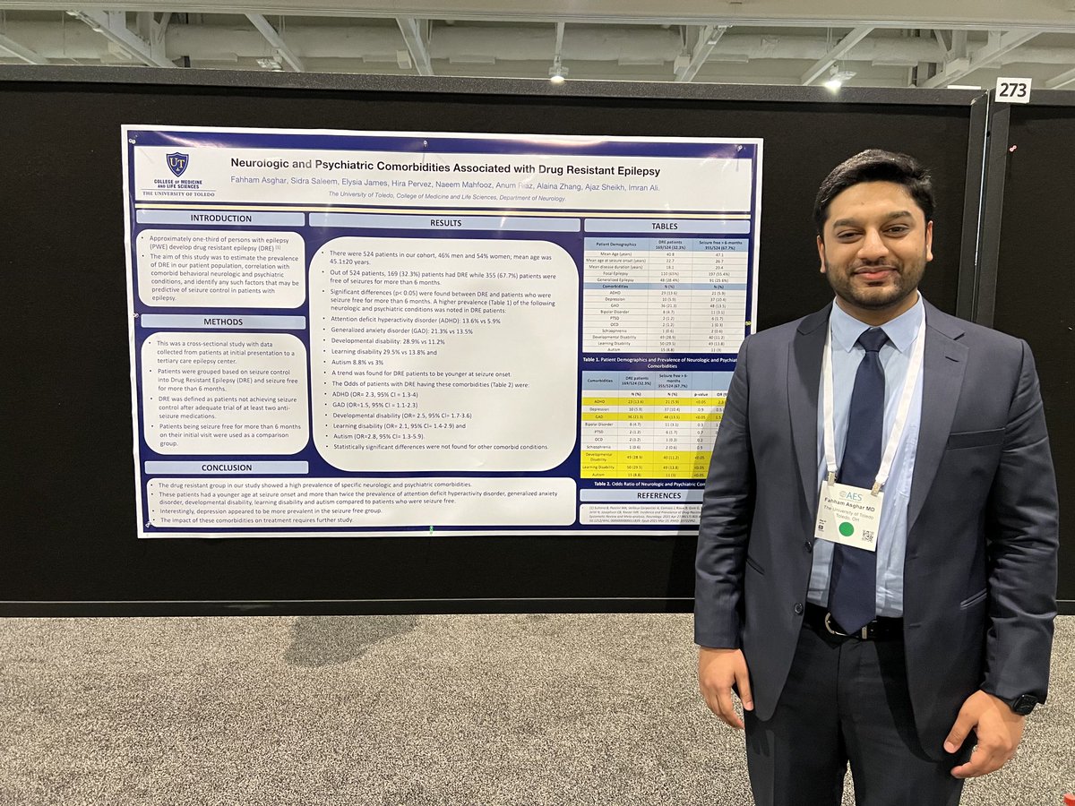 UToledoNeurolo1's tweet photo. ⁦@UToledoNeurolo1⁩ at AES. Dr Fahham Asghar⁩ presenting data from our epilepsy database. Kudos to our team and ⁦@fahhamasghar⁩ https://t.co/Qy5x1PZnuY