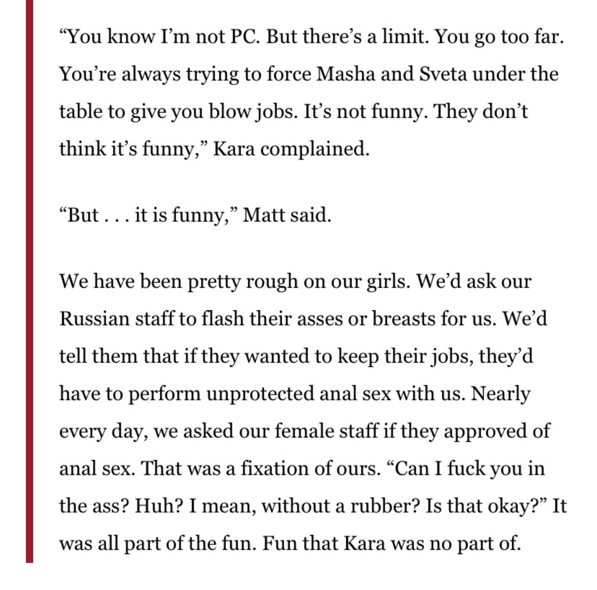 Just to give you a better idea of the kind of person @elonmusk turned to for his #twitterfiles thread, here’s a page from @mtaibbi’s memoir that I’m not even going to describe. Just read it. This is what Elon and the Republican Party are. “Deplorable” was always far too kind.