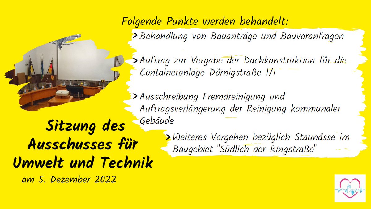 Montag tagt der Ausschuss für Umwelt und Technik des Gemeinderates Weingarten (Baden) ab 18.30 Uhr mit folgenden Tagesordnungspunkten:

#WeingartenBaden #Kommunalpolitik