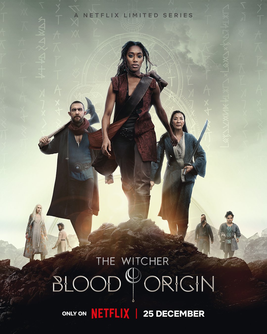 Nieuwe Witcher Blood Origin poster met de hele cast voor Netflix België