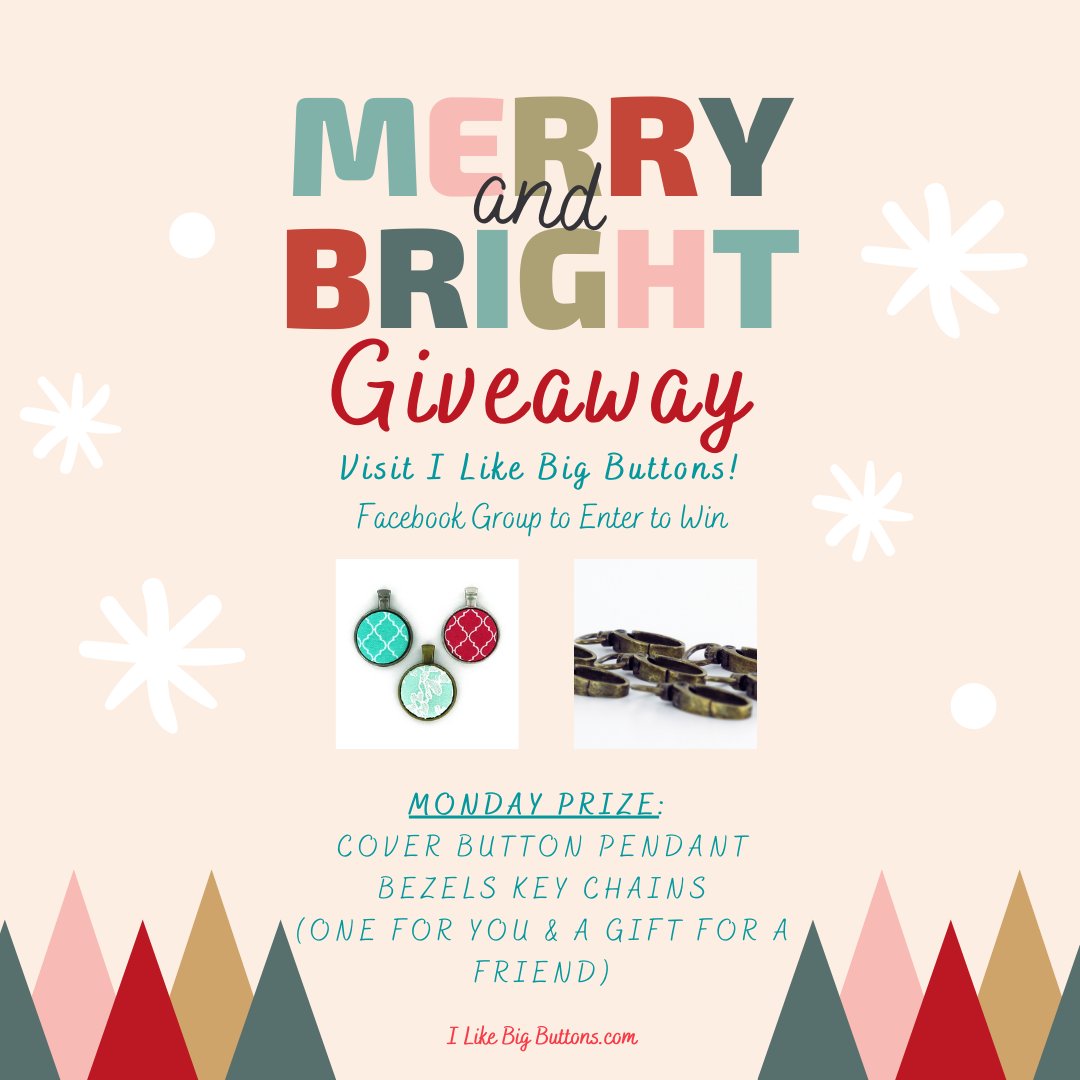 ilovebigbuttons's tweet photo. 🎅 🎄 🎁 Monday Prize – #MerryandBright #Christmas #Giveaway!!!
The winner will receive 2 sets of 10x Size 36 #CoverButton #PendantBezels Key Chain Kit in Antique Brass. (One for you and a gift for a friend***)
Visit #ILikeBigButtons! Group to #EntertoWin: https://t.co/4FYoYoHzWK https://t.co/e0eeZlnoMh