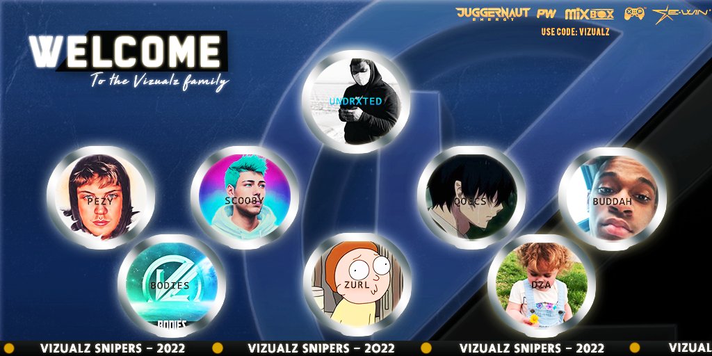 The Official #VizuaLz Sniping Lineup🔥

LEADER - <a href="/UNDRXTED/">UNDRXTED</a>

SNIPERS:
@iScoobyLive 
@vGotBodies 
<a href="/xDZA_/">ioN DZA</a>
@PezyMMlll
<a href="/kidd_smove123/">budda1999</a>
<a href="/qoecs/">qoecs ᵛᴸ</a>
<a href="/_Zurl/">Zurl</a>

#VizuaLizeTheFuture