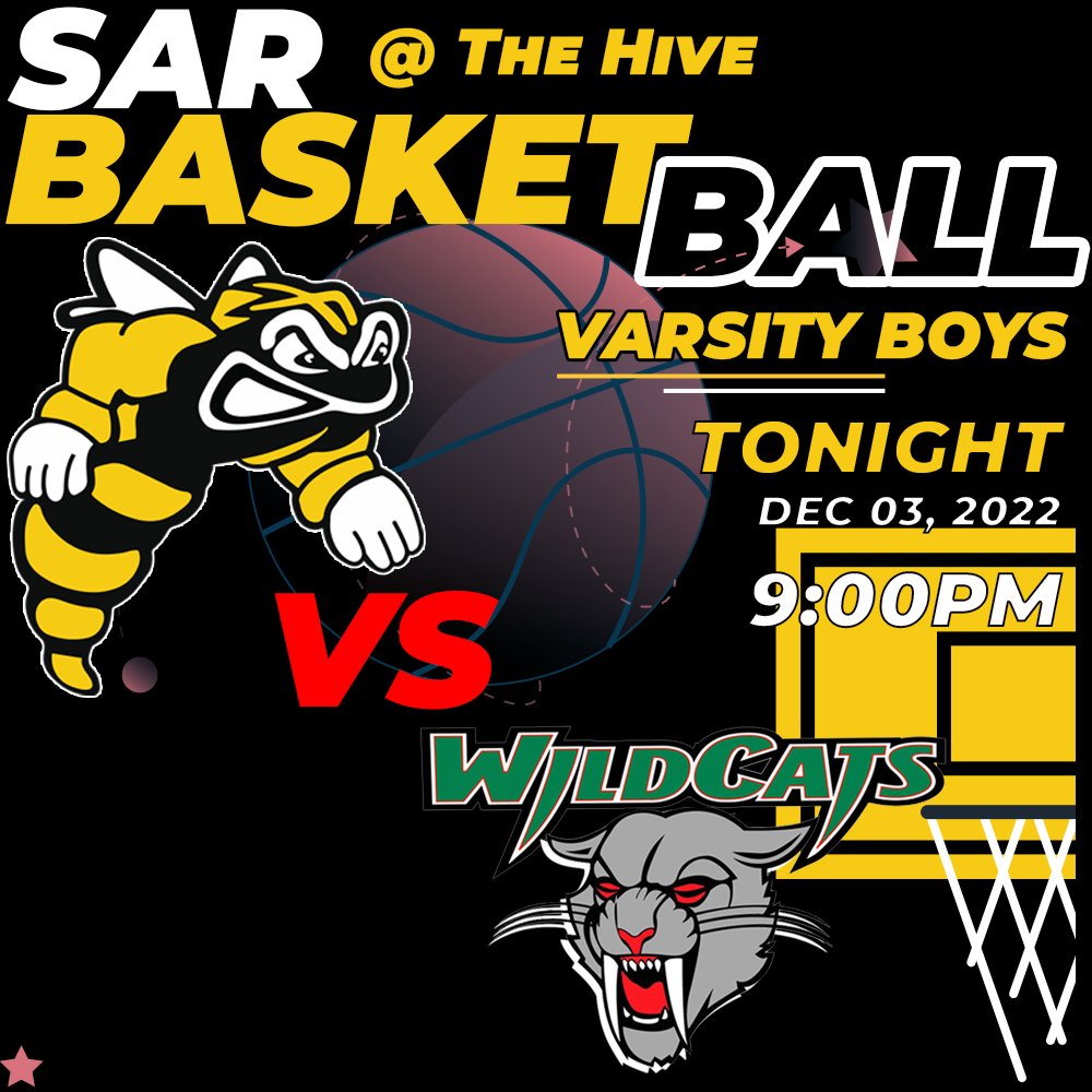 Tonight the varsity boys basketball team face off against DRS. Come out and support, tune in at the broadcasting page
Let's Go Sting! #stingsports <a href="/sarhighschool/">SAR High School</a>