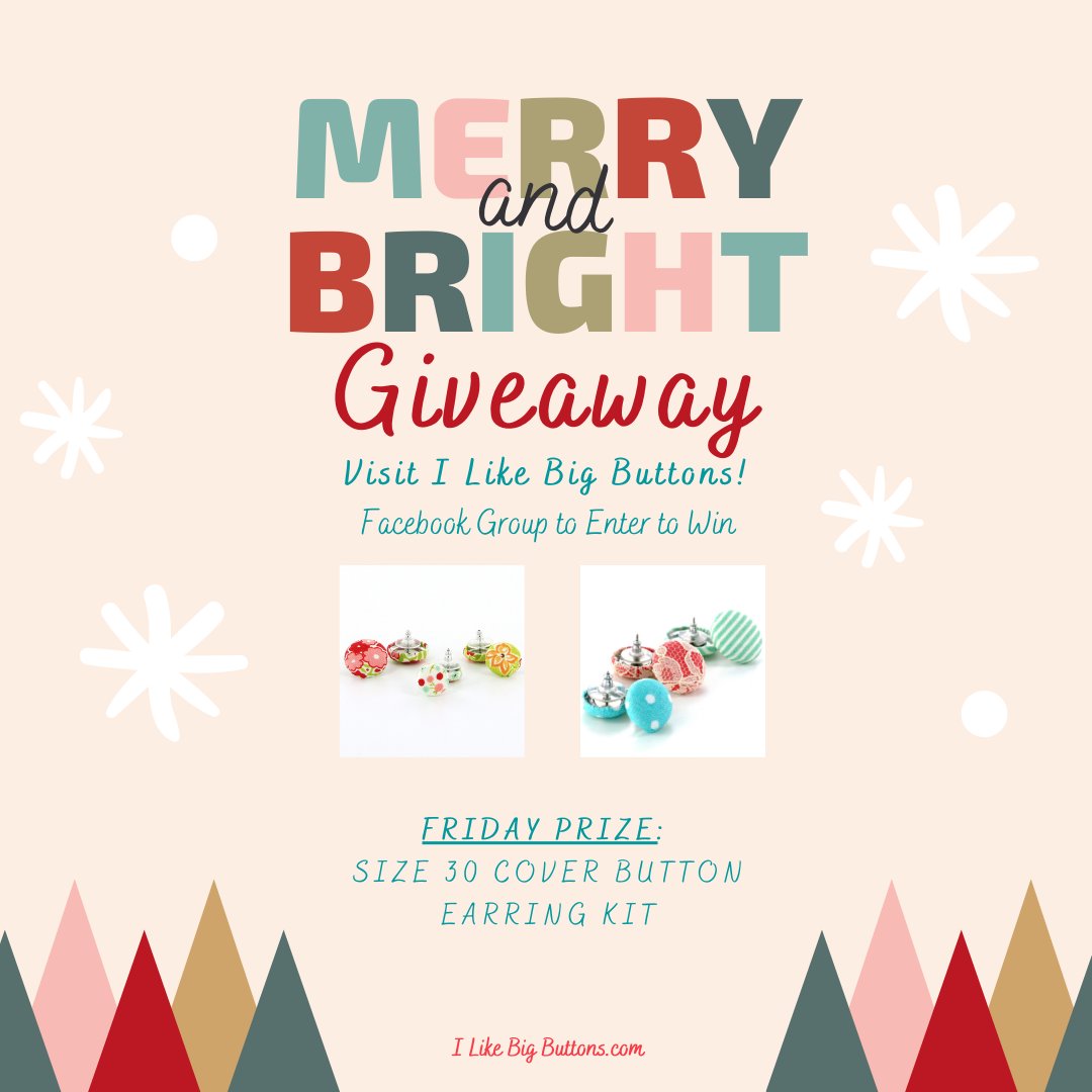 ilovebigbuttons's tweet photo. 🎅 🎄 🎁 Friday Prize – #MerryandBright #Christmas #Giveaway!!!
The winner will receive #CoverButton #Earring #DIYKit.
Visit #ILikeBigButtons! Group to #EntertoWin: https://t.co/4FYoYoHzWK

#craftsupplies #Christmascrafts #Christmasgiveaway #Christmasgifts #jewelry #letsbecrafty https://t.co/97LC4tDks1