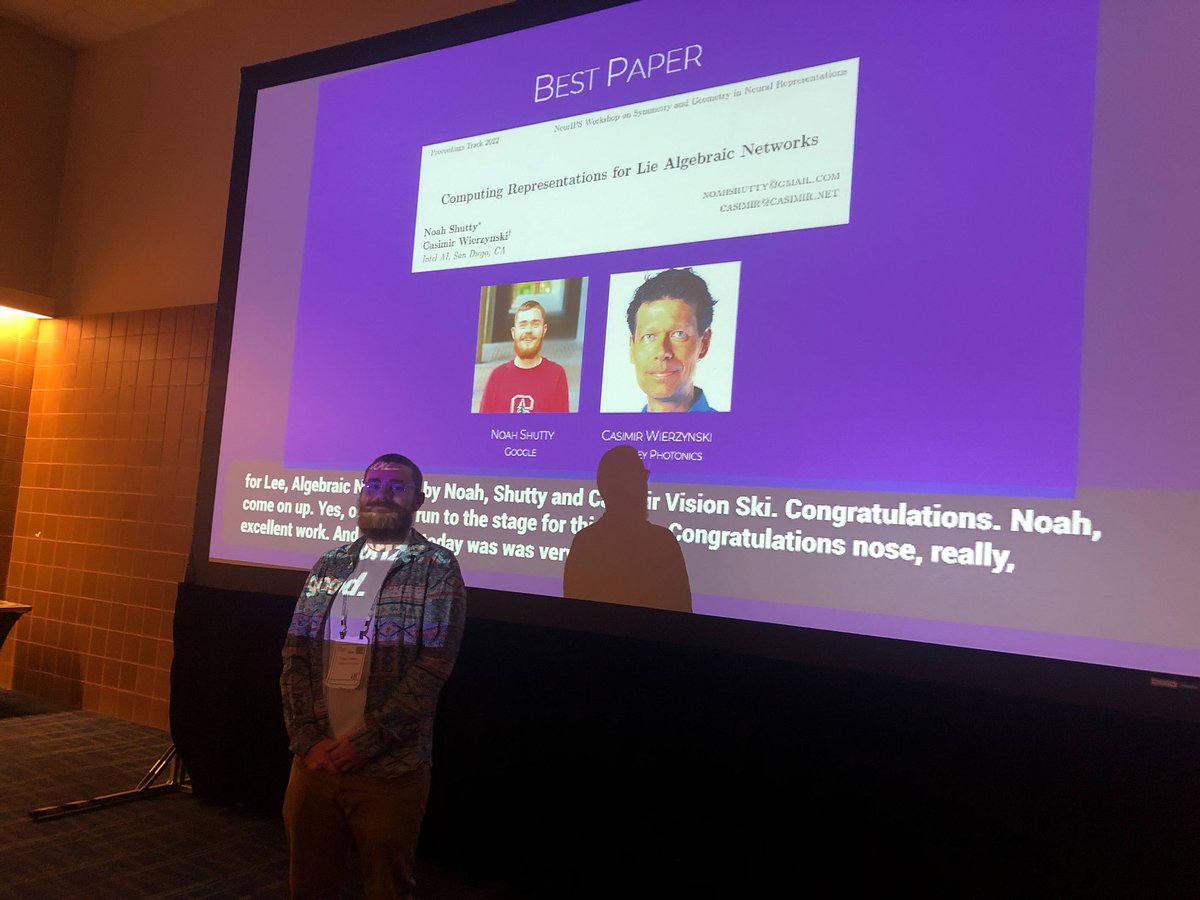 🏆 Congratulations to Noah Shutty for winning the best paper award for his outstanding work on Lie Algebraic Networks! 🌟

Paper here: openreview.net/forum?id=Ag8Hc…

<a href="/noajshu/">Noah Shutty</a>