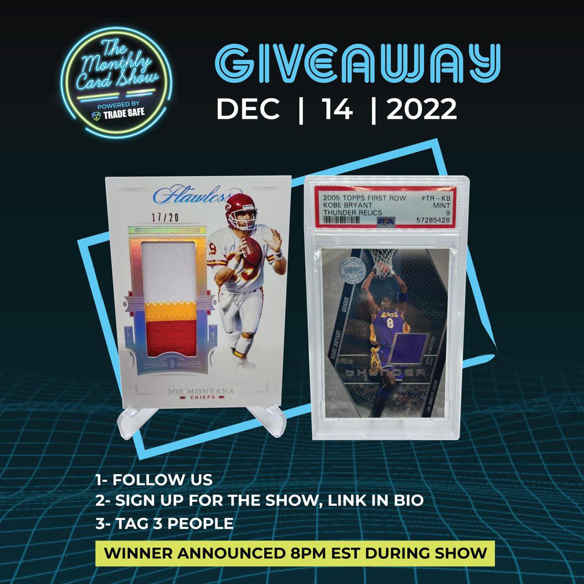 We have a cool giveaway for our upcoming show.  Please follow the directions! Winner will be announced at 8pm EST.  Must be present to win. #cards #cardshow #collect #thehobby