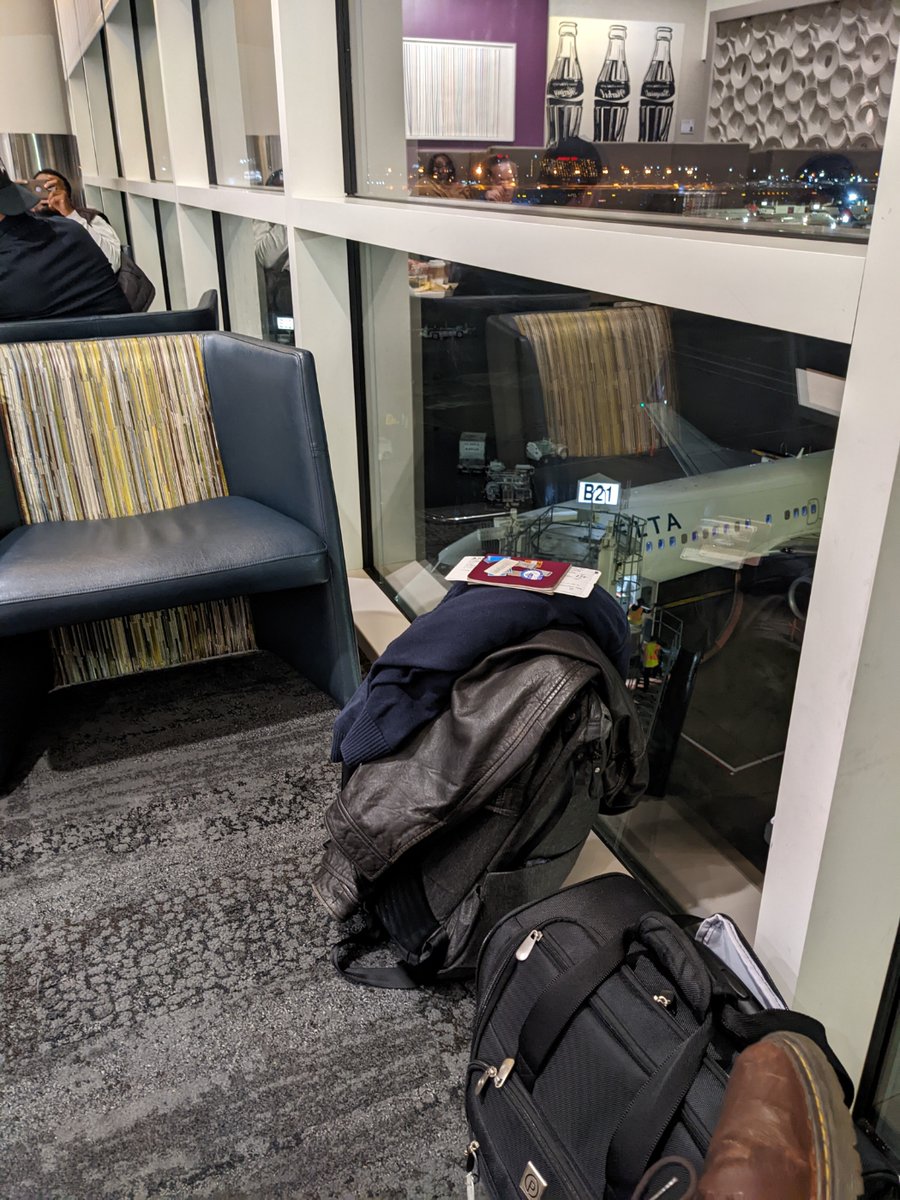 AviationGeeking's tweet photo. Too much trust? A guy (sitting across from me) just got up and went to the restroom at the Delta Sky Club (B) in ATL. Yes, that is his passport and boarding pass.

Kinda makes me happy and concerned at the same time. https://t.co/oLfQuUgCpy