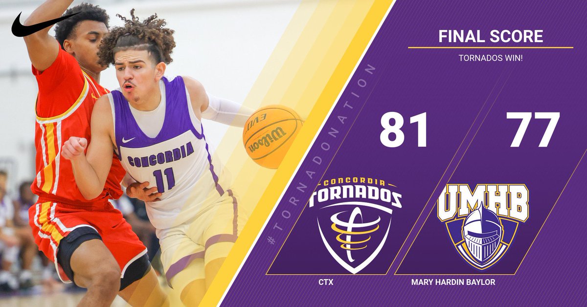 MBB | FINAL | CTX 81, #9 UMHB 77

Three Tornados scored over 20 points as @CTXMBBALL claims their first win over a top-10 opponent since 2010! 😎#TornadoNation 

Adolfo Martinez - 23 Pts, 7-15 3PM
Luis Gonzalez - 22 Pts, 7 Reb, 5 Ast
Jaylon Johnson - 21 Pts, 6 Ast, 4 Reb