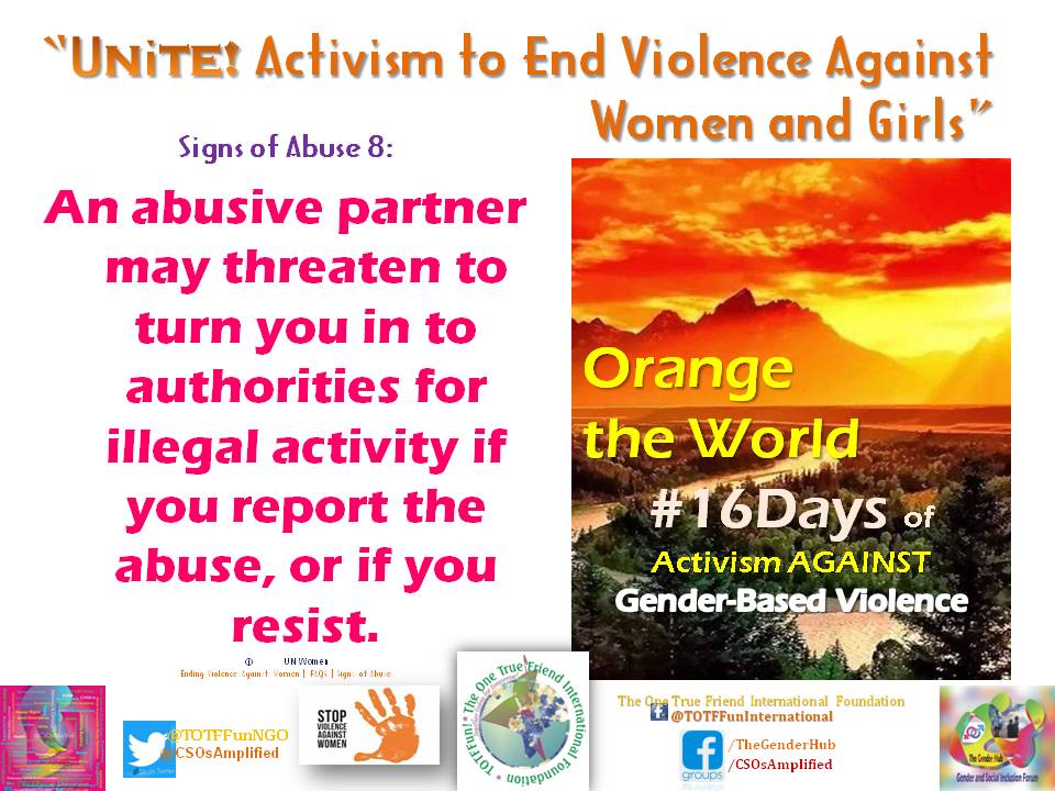 TOTFFunNGO's tweet photo. KNOW THAT YOU ARE NOT TO BLAME 🍊 KNOW THE SIGNS &
#StaySafe
#StayAlive
#StaySane
#BeSafe
#LeaveAndTellYourStory
#LeaveToLive
#LiveToTellYourStory
#LiveNotDie
#EmbraceLiving
#UNiTE! Activism to End Violence Against Women & Girls
#OrangeTheWorld
#16DaysOfActivismAgainstGBV https://t.co/pkZJwJJPxj
