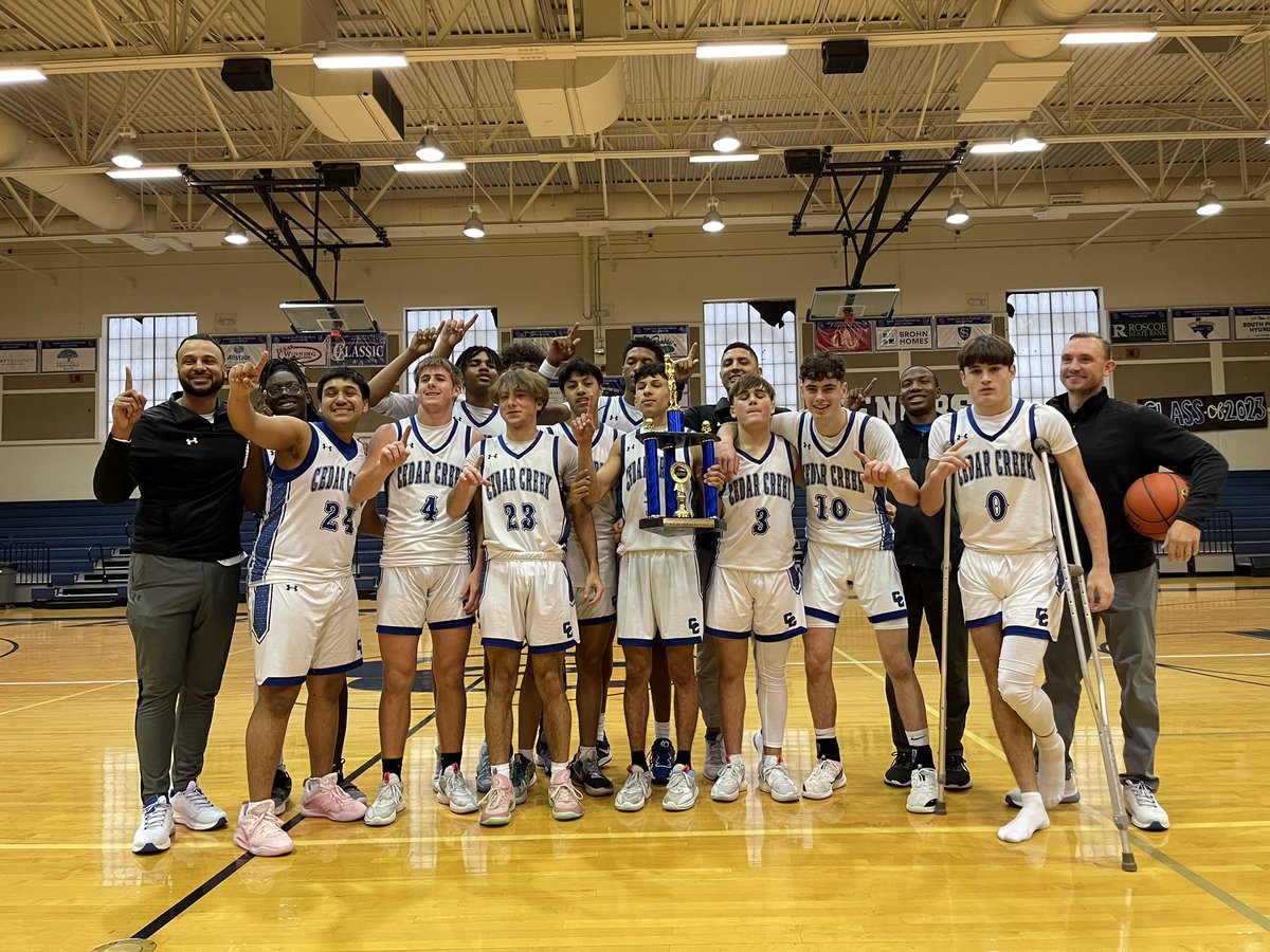 CedarCreekHoops's tweet photo. Cedar Creek comes out on top against Belton in a hard fought championship game !

Cedar Creek 58
Belton 56

Tremendous effort shown from the Eagles this weekend to bring home some more hardware 🏆 @hoopinsider @FlxAtx @BastropISD @CedarCreekABC https://t.co/LaG67a3MaS