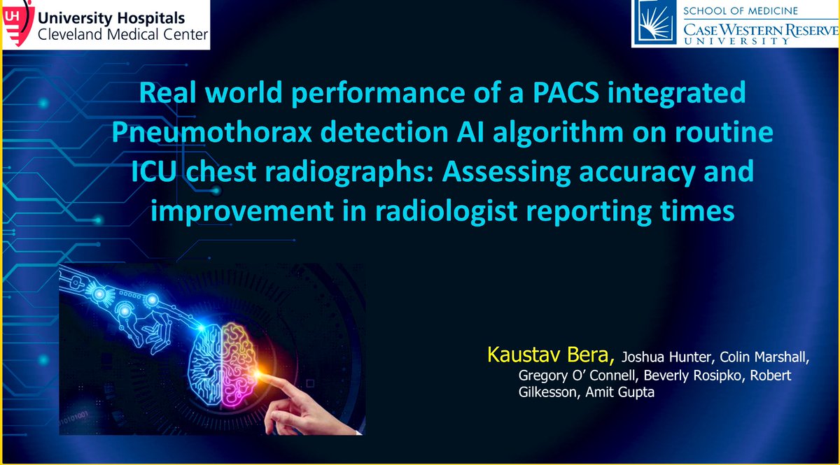 RSNA success stories continued…☺️ A huge shout out to our star resident, Dr. Kaustav Bera, for presenting our real world experiences with #AI at #RSNA2022 and bagging the prestigious Research Trainee Prize. Many congrats to the entire team.@hopelessk @UHhospitals @UHRadiology