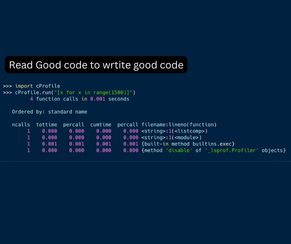 leadermalang's tweet image. #protip
#Python comes with a #cProfile built-in! It's called `cProfile`.
The profile module provides a set of classes to help you profile your code. This article will show you how to use it.
#programmerlife #programmers #fullstackengineer
#blockchain #Ethereum
