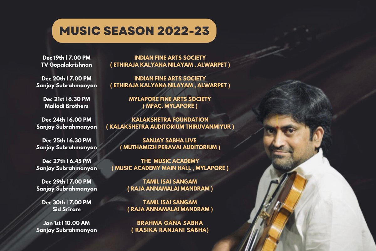 varadarajanviol's tweet photo. My December season schedule. Thanks to Magesh Ramachandran https://t.co/mvolJdXHxS