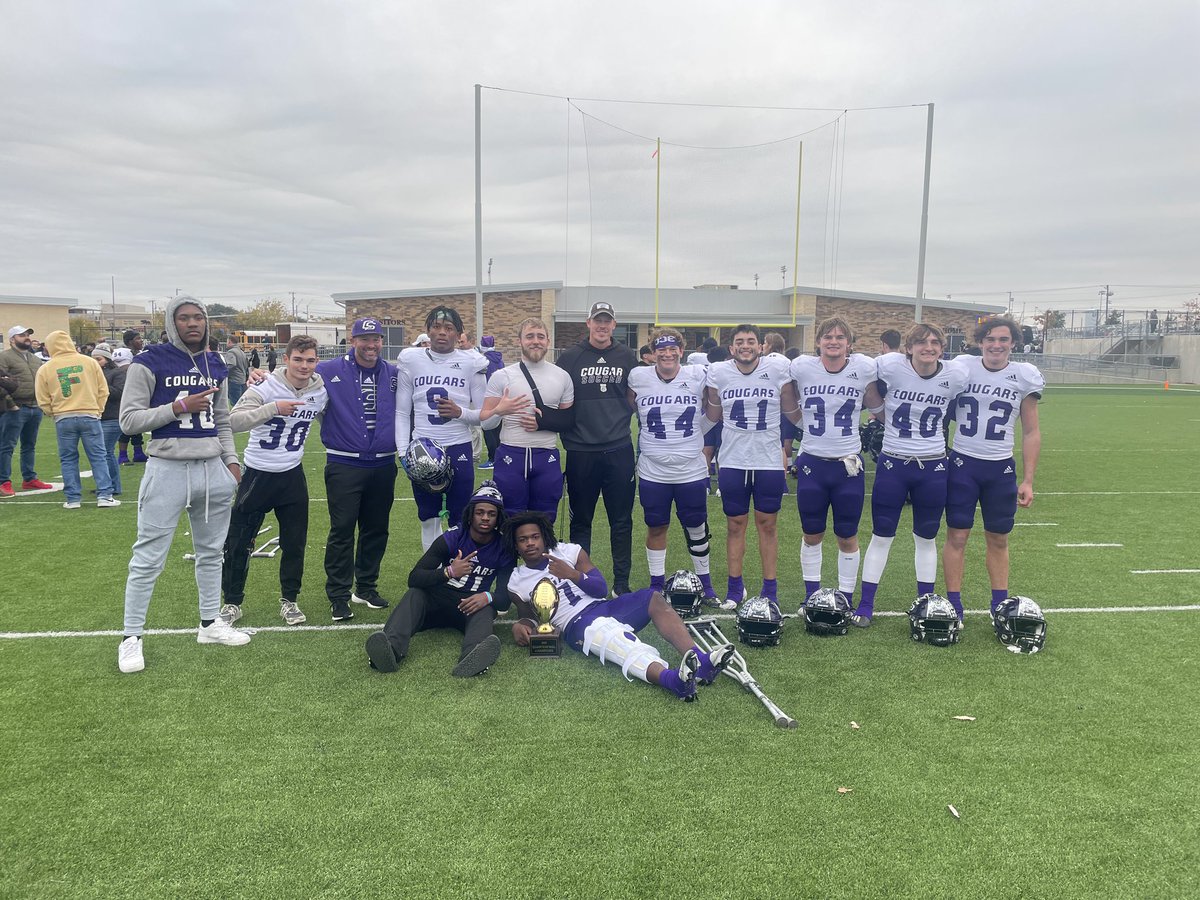 chad_peevey's tweet photo. Cougs Win Cougs Win!!! With program win number 100 the Cougs are on to the next round. 1-0

FAST PHYSICAL &amp; GREAT TACKLERS 
#cougardawgs
#goldballseason https://t.co/F7rz8vDTIj