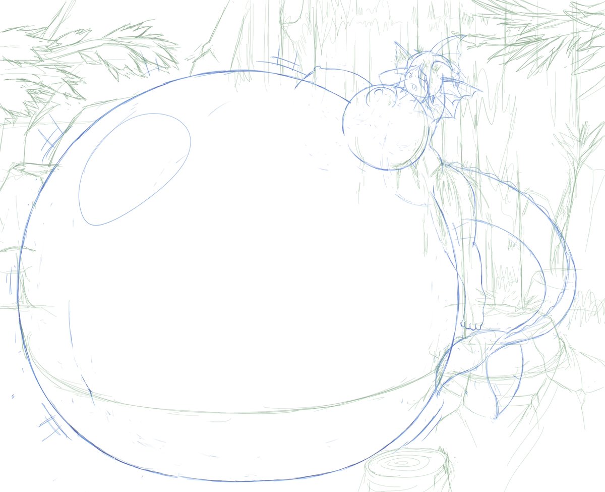 apparently it's vaporeon day or something i guess, here have an updated sketch for that thing i did a while ago. this is on my list of things i want to finish in the future #bellyinflation