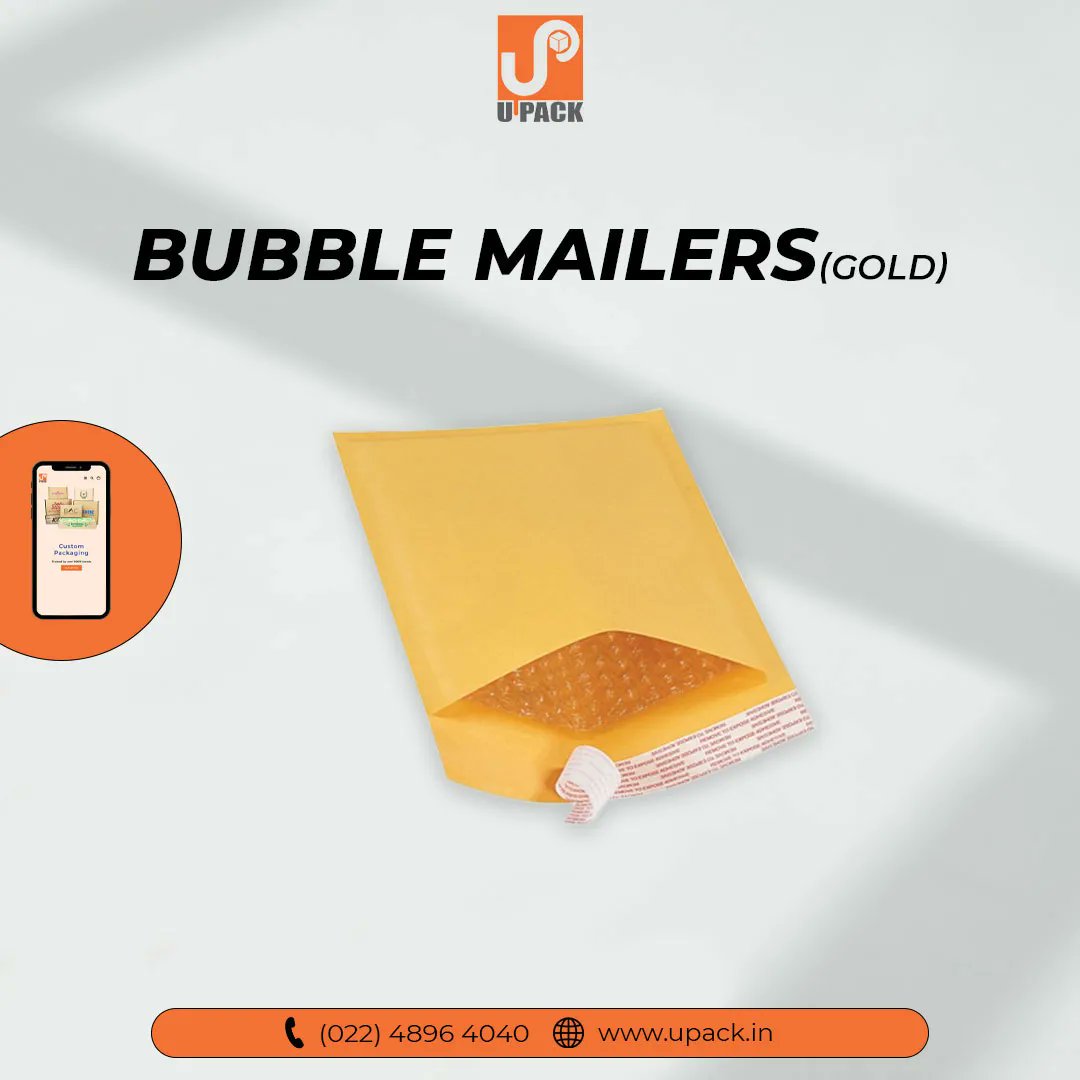 Upack_'s tweet image. Bubble Mailers (Gold)
✧ Tough outer Kraft layer provides stiffness and durability
✧ Lined with 3/16" bubble cushioning to ship fragile items safely 

Order now 🛒
Link in bio

#upack #recyclablebox #packaging #packagingdesign #branding #design #graphicdesign #box #printing