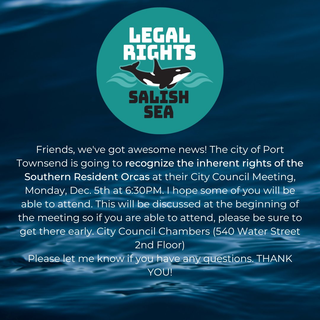 #RightsofNature #SalishSeaOrcas #OceanRights #Orcas @EarthLawCenter @OrcaSOS @wildorcaorg @orcanetwork @CWROrcas #FreeTheSnake cityofpt.granicus.com/GeneratedAgend…