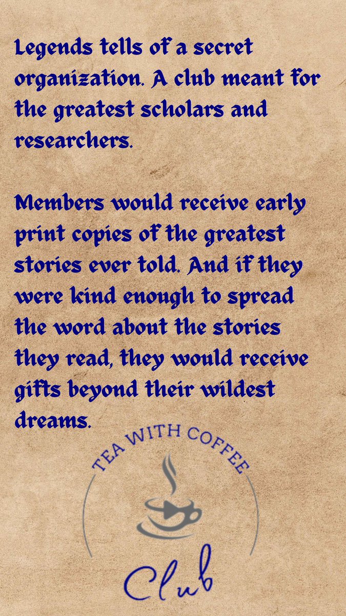 TeaWCoffeeMedia's tweet photo. Some say that the organization still exists today... Always looking for new members to indoctrinate into their ranks...
#teawithcoffeeclub #freebooks #betabooks #betareviews #betacopies #arcbooks #arcreviews #arccopies #freemerandise #freemerch https://t.co/0veJYInqPz