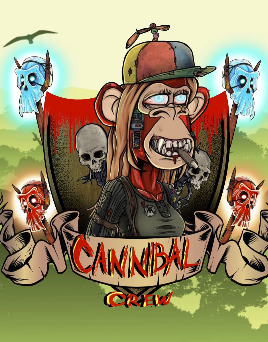 theCannibalCrew's tweet photo. We are on the hunt for Cannibal Queens! Hit us up to join our group. Thank you @loera_rafa for the custom #CannibalCrew Queens! S/O to the @AAPEQueens below @DJWienerNFT @JMills8125  @AaronCapps19 @Goodguy818 

#AAPEArmy #AAPES https://t.co/RbkWNZaypZ