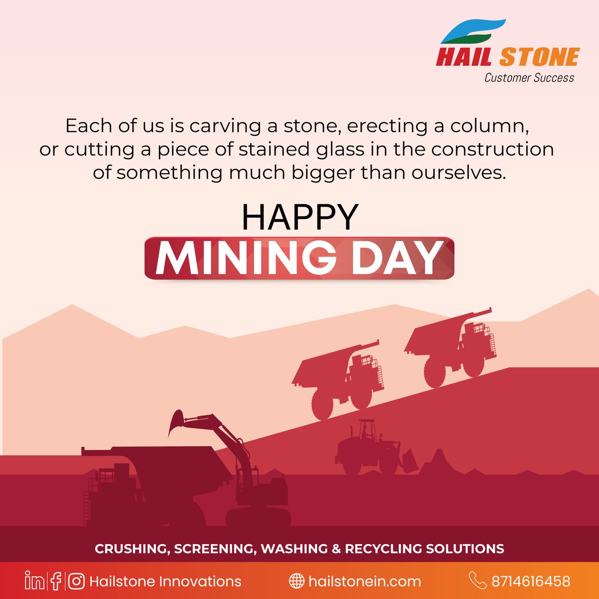 HailstonePvtLtd's tweet image. Mining Day !!!

#hailstoneinnovations #miningday #miningequipment #success #recycling #crushingandscreening