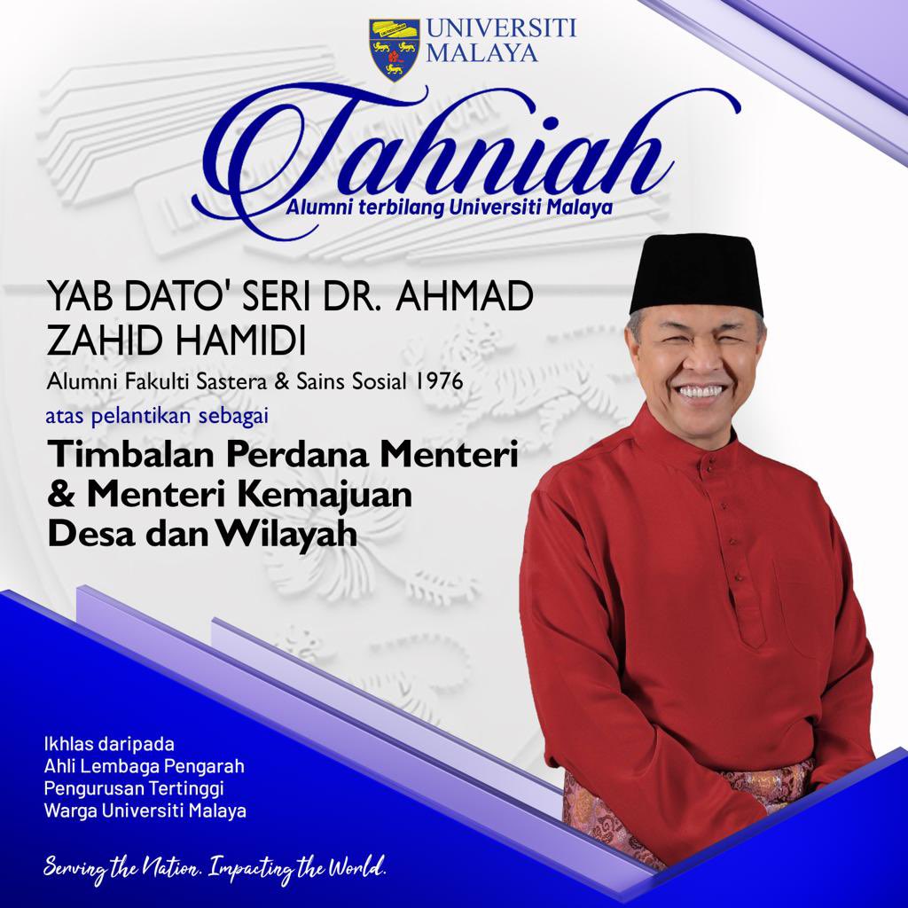 unimalaya's tweet photo. Tahniah diucapkan kepada #AlumniTerbilang atas pelantikan sebagai Timbalan Perdana Menteri. Selamat maju jaya diucapkan!
#ServingTheNation
#ImpactingTheWorld
#WithYouItsPossible https://t.co/b9wBZKxoLL