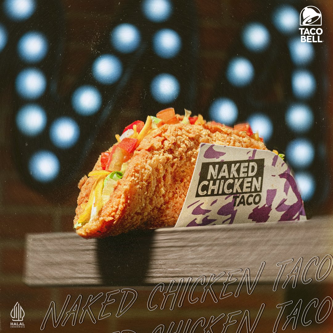 Cari menu Taco Bell yang edgy banget? Naked Chicken Taco donggg 😎⁠
⁠
Kulit luarnya langsung dari crispy chicken yang digoreng fresh setiap hari. Langsung gigit bareng isinya (creamy ranch, sayuran, dan keju) yang gak kalah fresh! ✨⁠
⁠