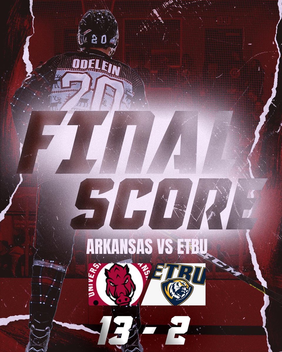 RazorbackMHClub's tweet photo. Ice hogs win! The hogs continue their win streak of 13 games for the 1st semester! The player of the game Trevor “Boro” Borlace is our player of the game with 2 goals! See you next semester for another Razorback run to come in the Spring! https://t.co/DiHztrTTMN
