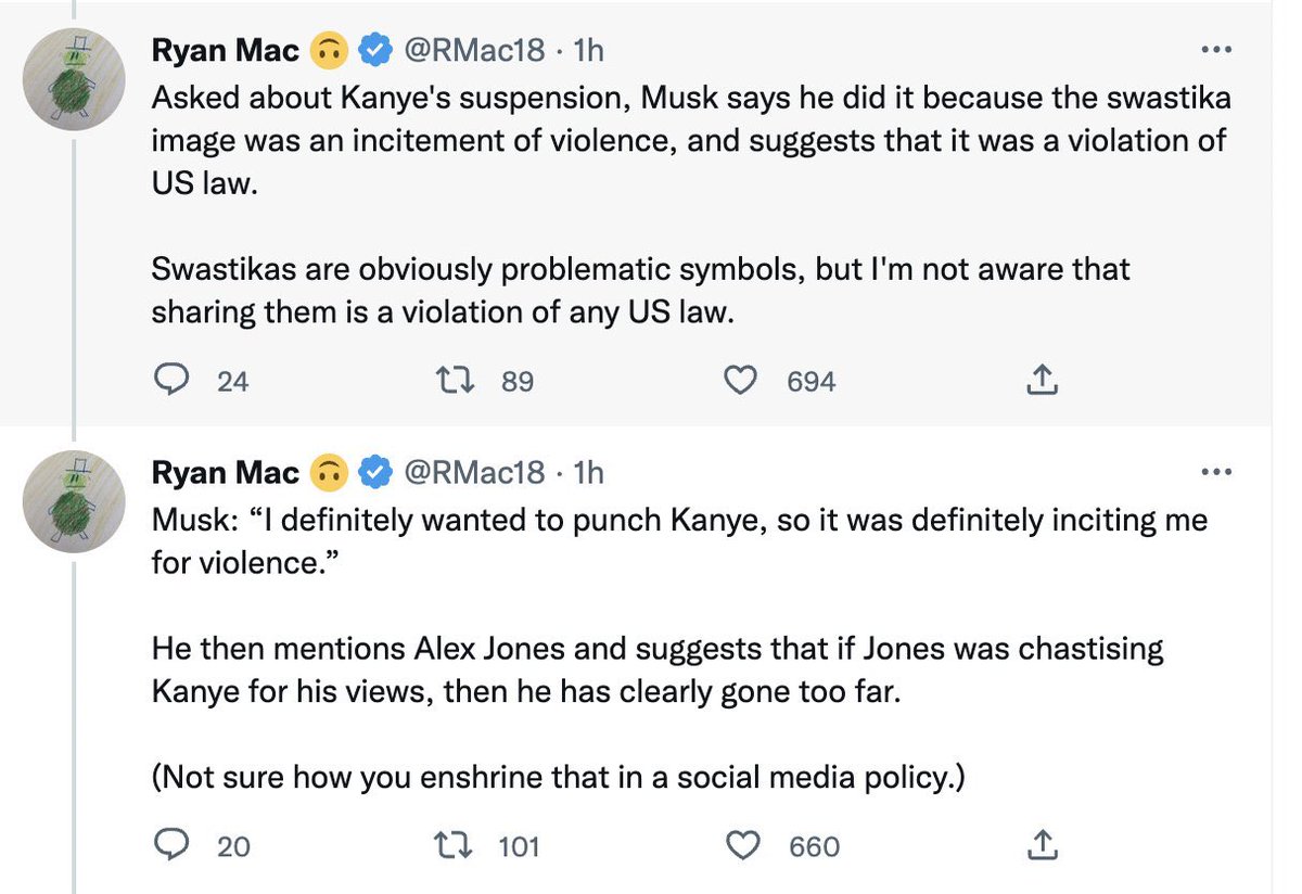 mattyglesias's tweet photo. It is totally fine that Twitter’s content moderation policy pre-Musk was “they take stuff down if management wants to and not otherwise” and that continues to be the policy in the Musk era. But why all this pretense that it’s something other than that? https://t.co/cqX6GdyboD