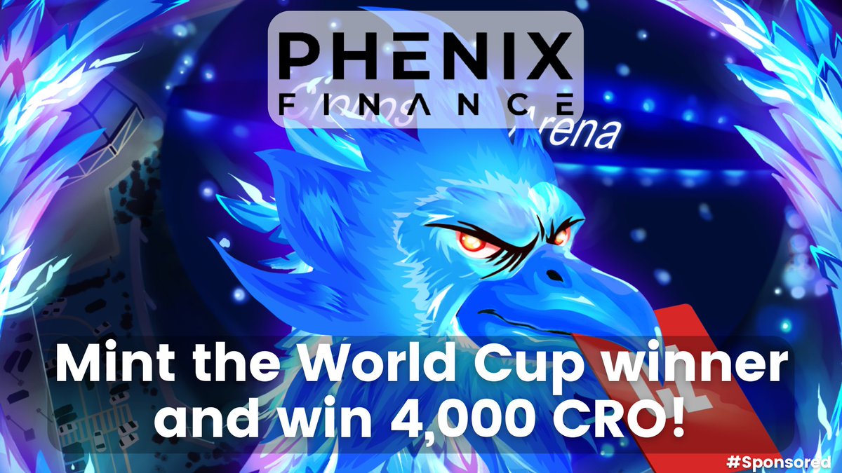 Are you watching the #WorldCup?

Mint the World Cup winner and claim 4000 $CRO 💰

Minted the loser of the final? Congratulations, you can claim 2500 $CRO 💴

Mint now 👇
app.phenix.finance/drops

- Claim 6500 if you mint a Legendary NFT
- Each 4 mints = one mystery box