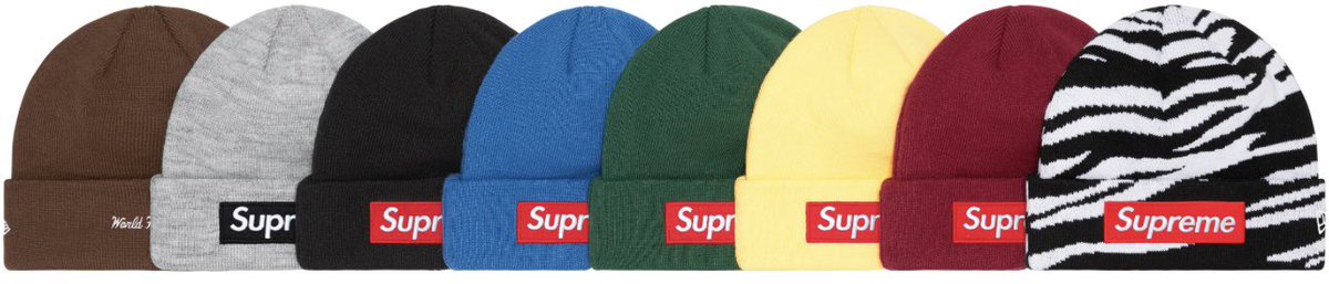 DropsByJay's tweet photo. Supreme Box Logo Crewnecks &amp; New Era Box Logo Beanie 
The biggest week of this Supreme season is finally here as we are set to see the Box Logo Crewneck ($158) and New Era Beanie ($38) release this Thursday, Dec 8th.

A great set of colors, which ones are you taking home? https://t.co/cUZMdrYAID