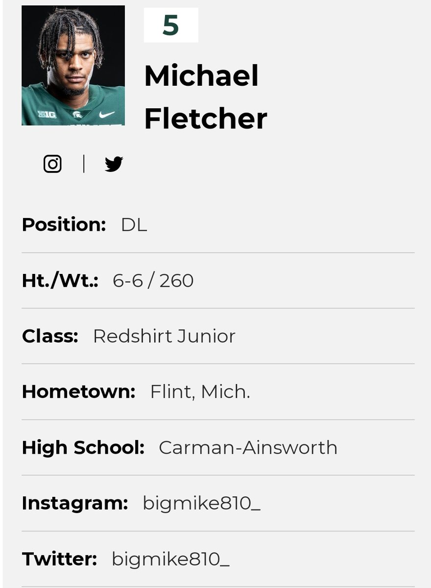 FarrellPortal on Twitter "Michigan State DL Michael Fletcher entered
