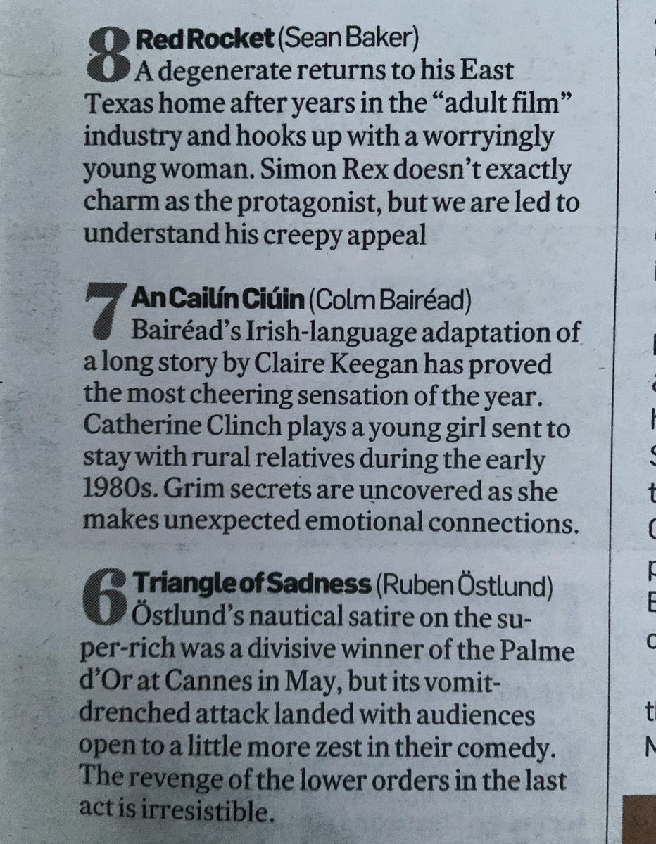 quietgirlfilm's tweet photo. #AnCailΓnCiΓΊin ar leathanach tosaigh an Irish Times inniu! So great to see #TheQuietGirl by @ColmBairead on the front page of the @IrishTimes today and listed as one of the top 10 films of 2022! What a year! #filmsoftheyear #BestInternationalFeatureFilm https://t.co/4XOQUUlNzo