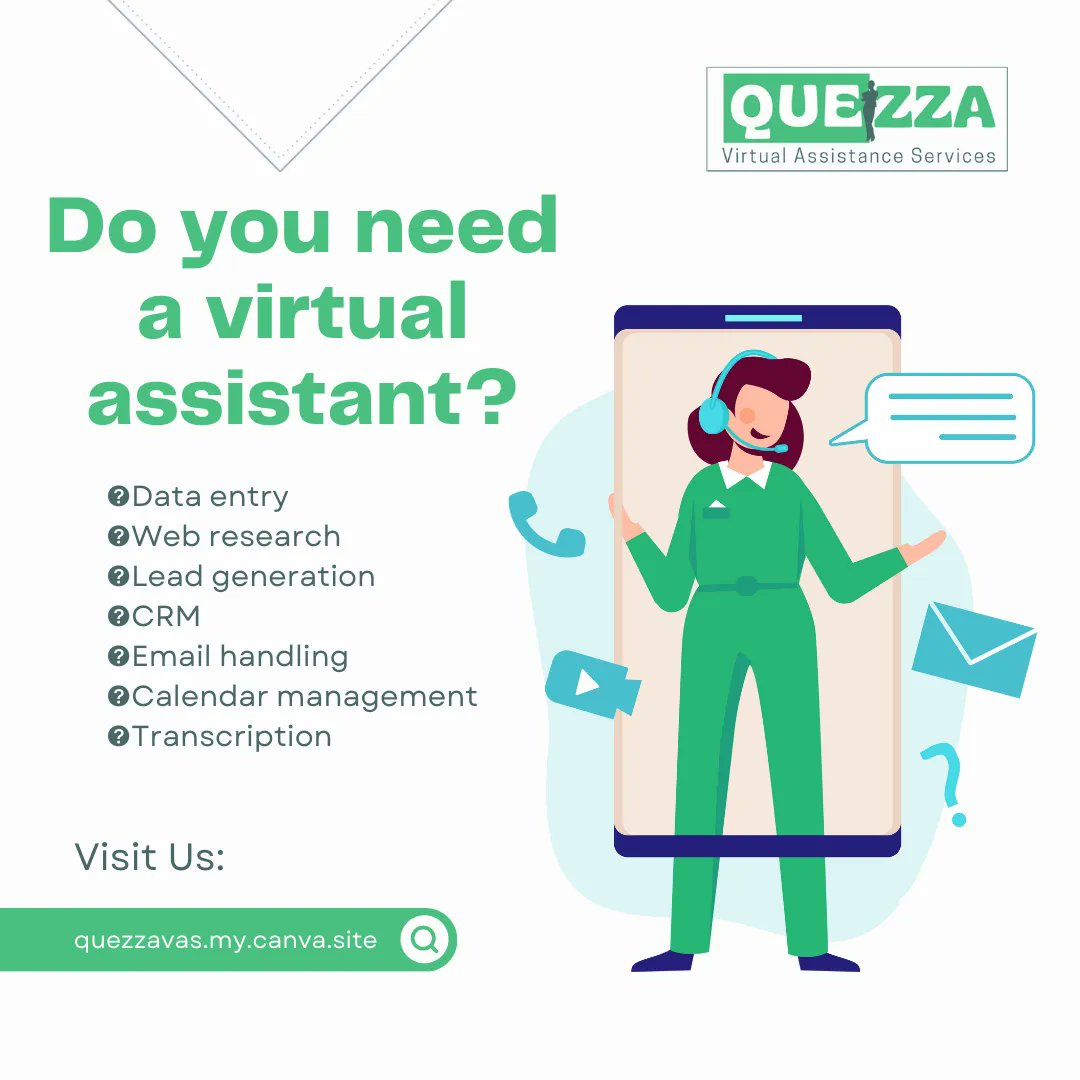 quezzavas's tweet photo. Do you need a virtual assistant 👩‍💼? We're here to help you with administrative, social media content, copywriting, and more.
Please contact me at https://t.co/fE6HJ3m2Tz to discuss your needs.
#quezzagva #quezzavaservices #vaph #virtualassistantservices #socialmedia https://t.co/eJ8nAb7roE