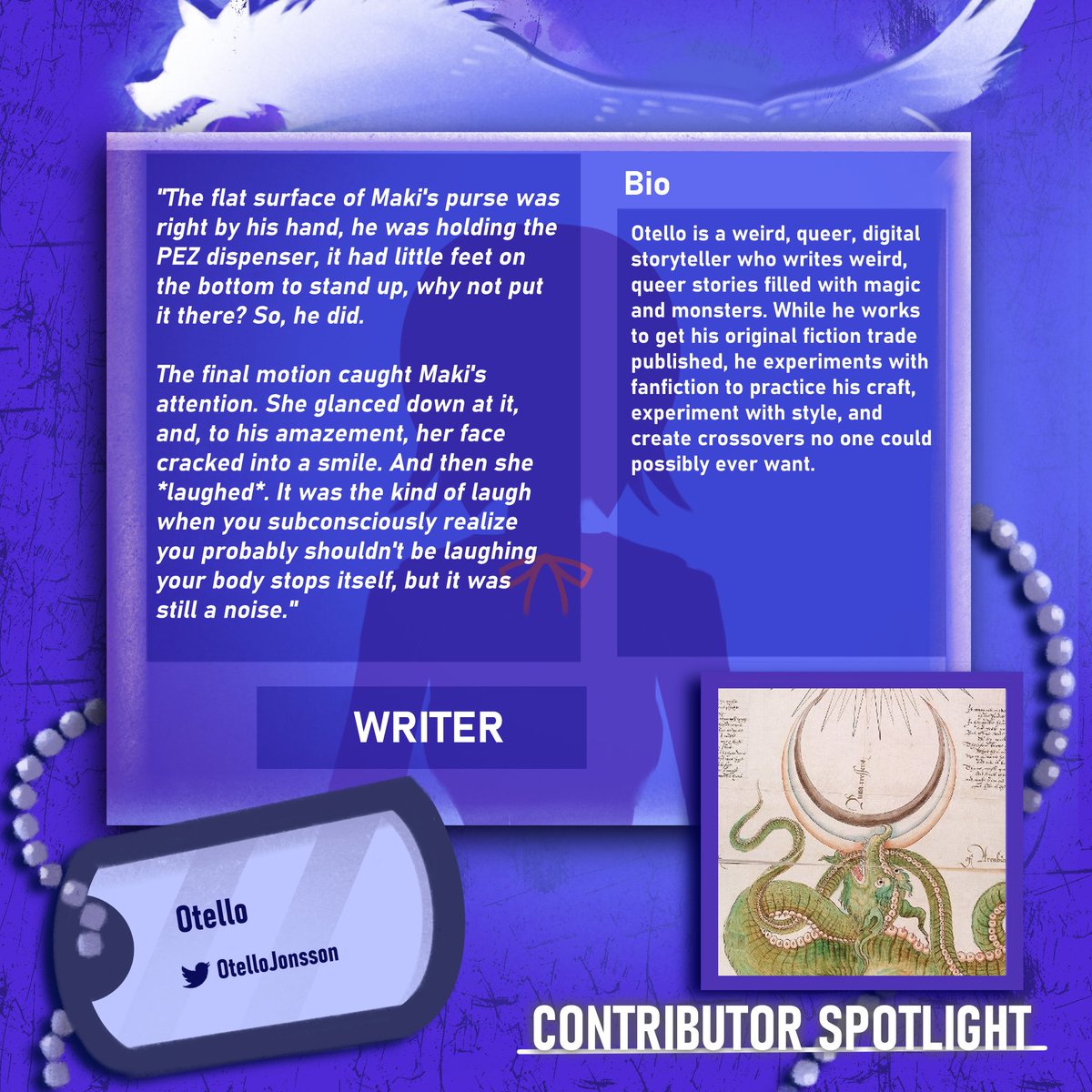mukurozine's tweet photo. Our next writer is Otello!  His attention to detail and all the sensations he describes will drop you right into Mukuro's world!

Find him at @OtelloJonsson on Twitter! https://t.co/hIUgkjk6d8