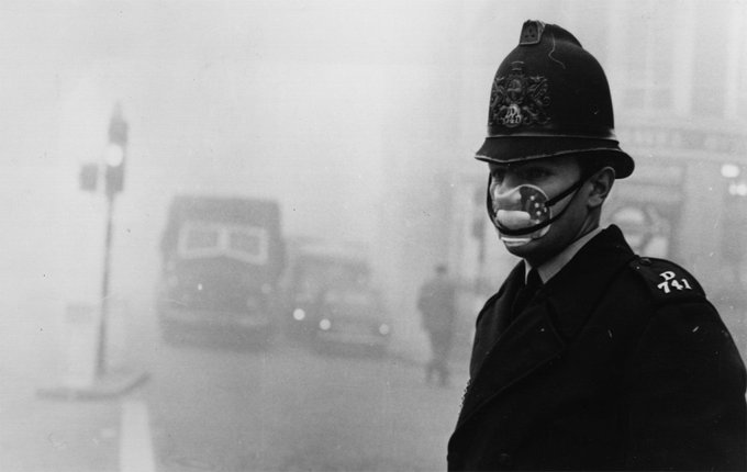 1952 At least 4,000 people died in a week, from breathing difficulties, during a severe London smog.