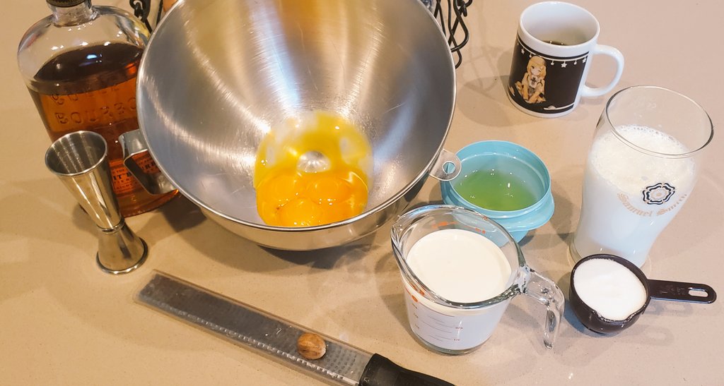 MsAbigailCM's tweet photo. "AUNTIE WHERES THE ZATSU YOURE ALWAYS LATE"
Yeah I'm liftin' but in the memetime lemme show you how to make me some Eggnog! LETS GET COOKING. YOU'LL NEED...
-4 egg yolks
-4 egg whites
-3oz bourbon
-1 cup hvy cream
-1 pint whle milk
-1/3 cup sugar
-Nutmeg
#Crocpot #Vtuber https://t.co/6YUnZ4Hysg