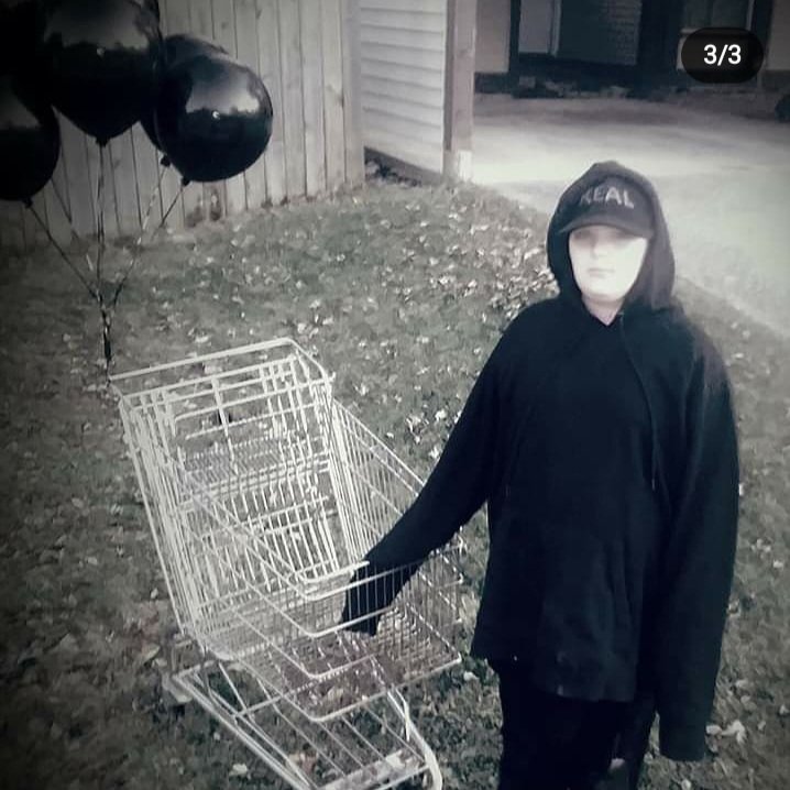 illuminaughty90's tweet photo. @nfrealmusic my daughter went as you for Halloween. She even pushed around the shopping cart all night. We got to see you in concert last year and it was amazing. She would love to meet you one day. You are her favorite rapper https://t.co/b39O1vmURM
