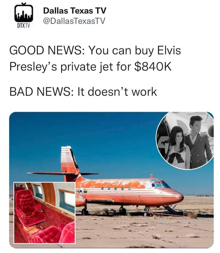 CockpitChatter's tweet image. Would someone want to save it?
#planesavers #aviationdaily #ElvisPresley #Jets