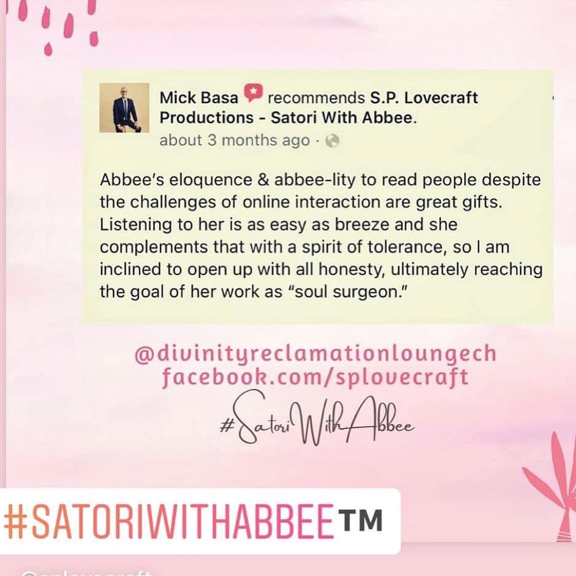 shdwphyre's tweet photo. Join me for my next #MindblowingManifestationsWithAbbee online event before #NYE2022!
#SatoriWithAbbee
#SoulSurgeon
#CreativityCultivationCoach
https://t.co/MwUnAYnSHa https://t.co/fbQs18y4H6