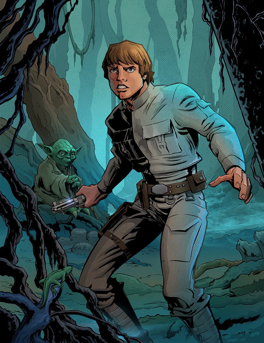 DavidRabbitte's tweet photo. My latest art for @ToppsSWCT is out, for The History of Luke Skywalker set, titled "Only What You Take With You". And wow, it's been featured in their ad for the release. Thank you guys! #starwars #topps #toppsswct #artist #lukeskywalker #yoda #art https://t.co/qIUSP8lHPh