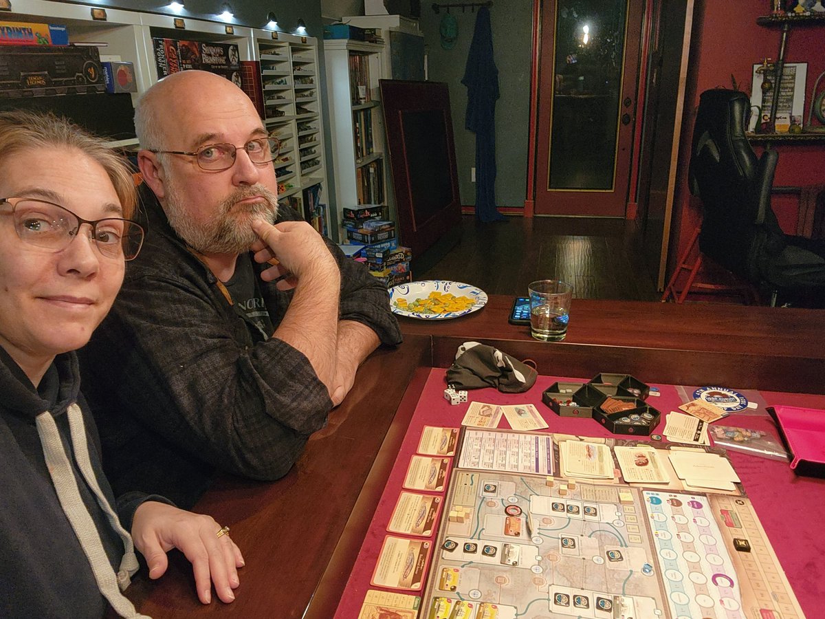 emilyd333's tweet photo. Game night! 
We scaled a mountain and then dove under the ocean (the dice were against us!). Fun times! 
#k3 #nemosWar 
@GoodEnoughParty 
@Helvetiq #philippeProux 
#victorypointgames #chrisTaylor 
Images of our "mountains" &amp; us and the Nemo game set up before the crushing defeat https://t.co/2Drb8thPDk