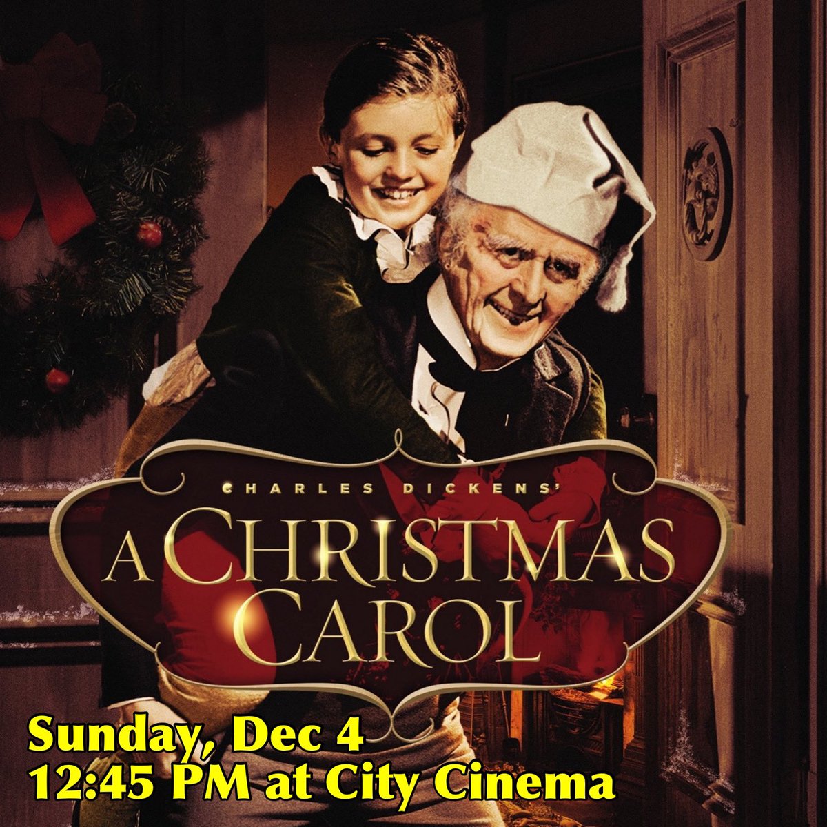 A Christmas Carol, the 1938 MGM version, will be shown at City Cinema this Sunday at 12:45 Tickets at $5 Get yours online (bit.ly/3g7F1wv) or at the door. Presented in collaboration with Discover #Charlottetown @CharlottetownPE @Downtown_Chtown #pei
