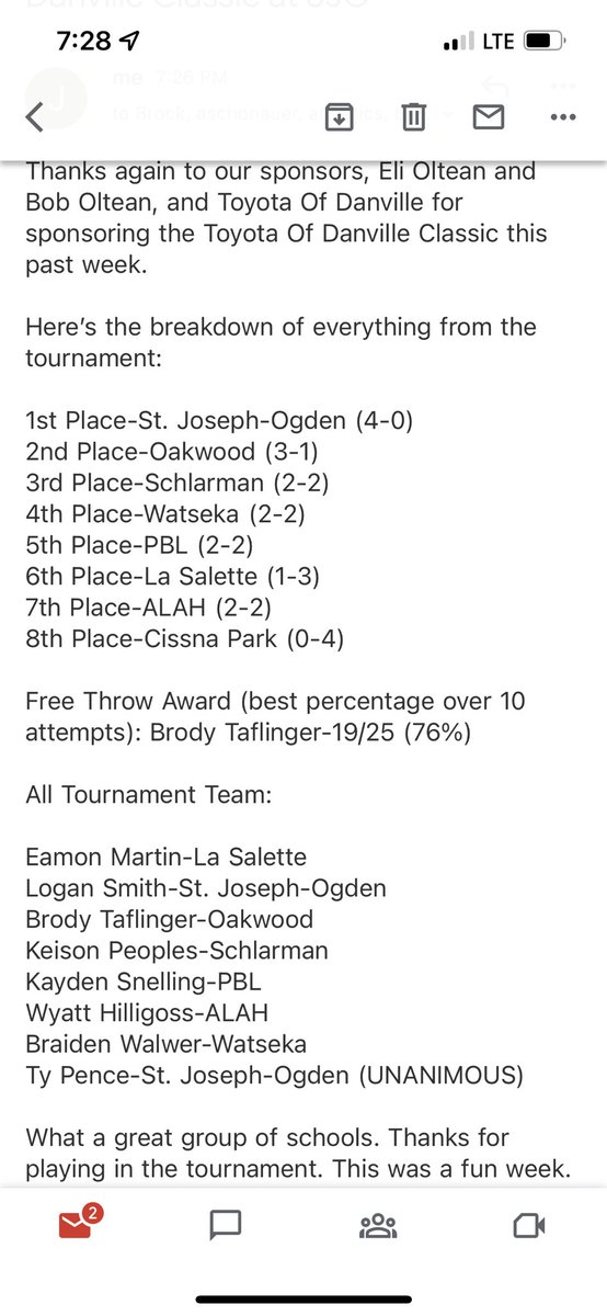 SJOsports's tweet photo. The 2022 Toyota of Danville Classic at St. Joseph-Ogden is now finalized. Here are all of the awards from the tournament. This was a fun week! Thanks everyone! ⁦@Maroon_Platoon⁩ ⁦@Stjosephrecord⁩ ⁦@WCIA3Bret⁩ ⁦@ngpreps⁩ ⁦@IlliniPrairie⁩ https://t.co/hXwREx8oGq
