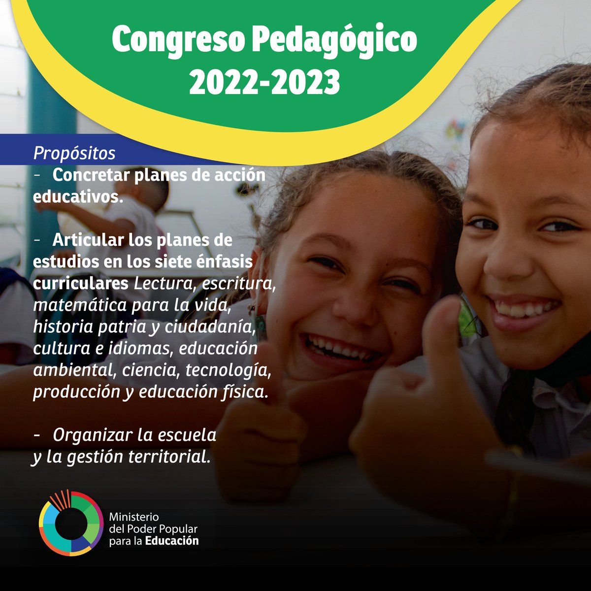 mineducacion_ve's tweet photo. ¡Únete al plan!

La invitación está abierta para que entre todos/as dirijamos los planes de acción educativos, estudiemos en el territorio y apostemos a la escuela como el epicentro del desarrollo social.

Aprendemos juntos/as.

#ResistenciaHeróica https://t.co/cUI0t4gmXG