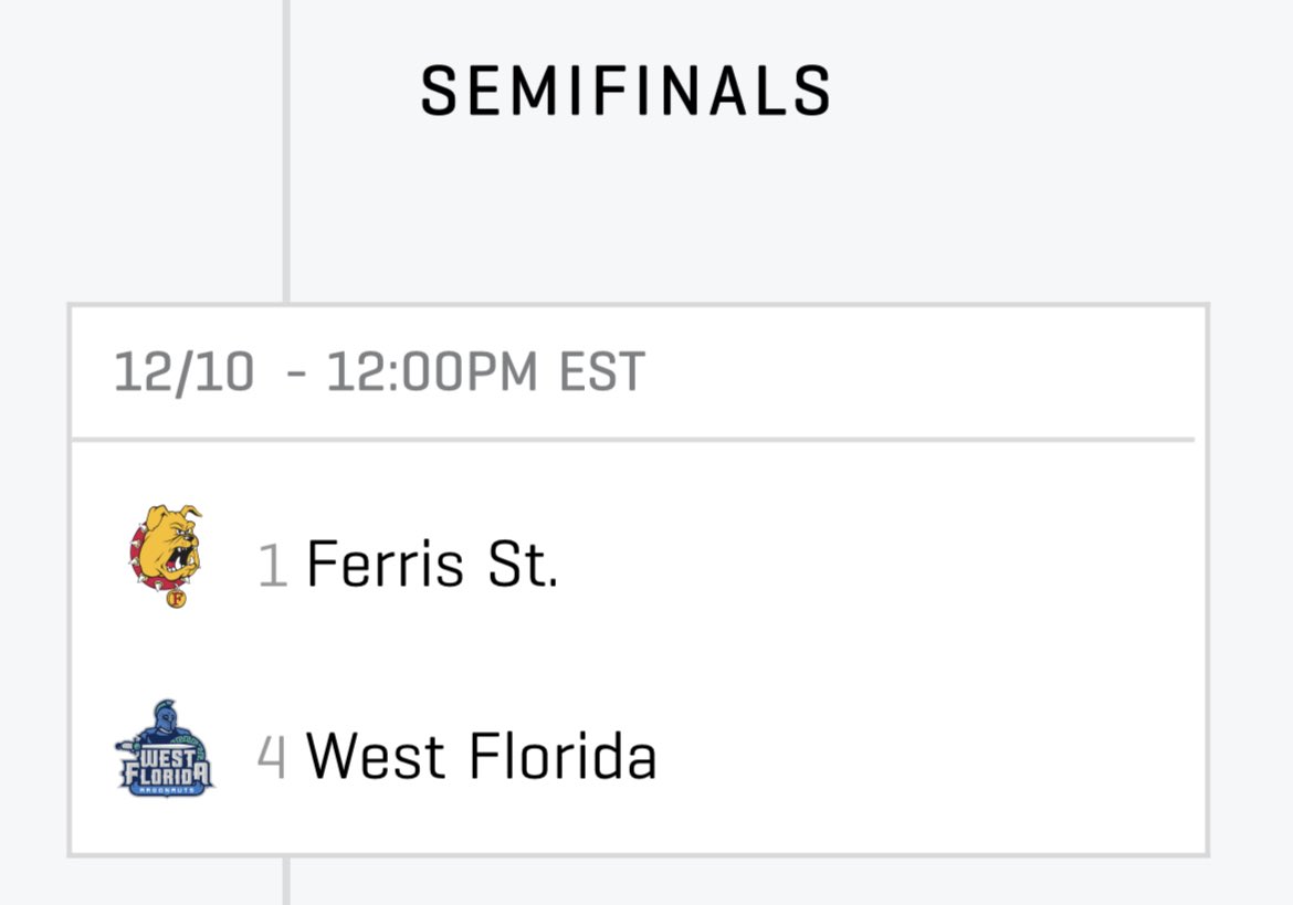 FerrisFootball's tweet photo. BREAKING! @FerrisFootball earns #1 seed for D2 semifinals and hosts West Florida on Saturday, Dec. 10, at 12 pm ET! Stay tuned for ticket info coming soon! https://t.co/ZeSGZ1jzl2