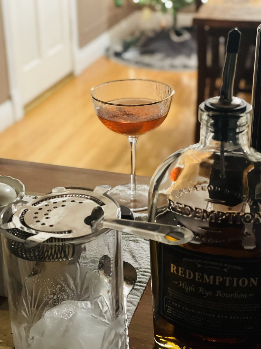 Pre drinks before the dinner guests arrive. 

ALWAYS unwind and relax. 

That’s a Sazerac by the way.